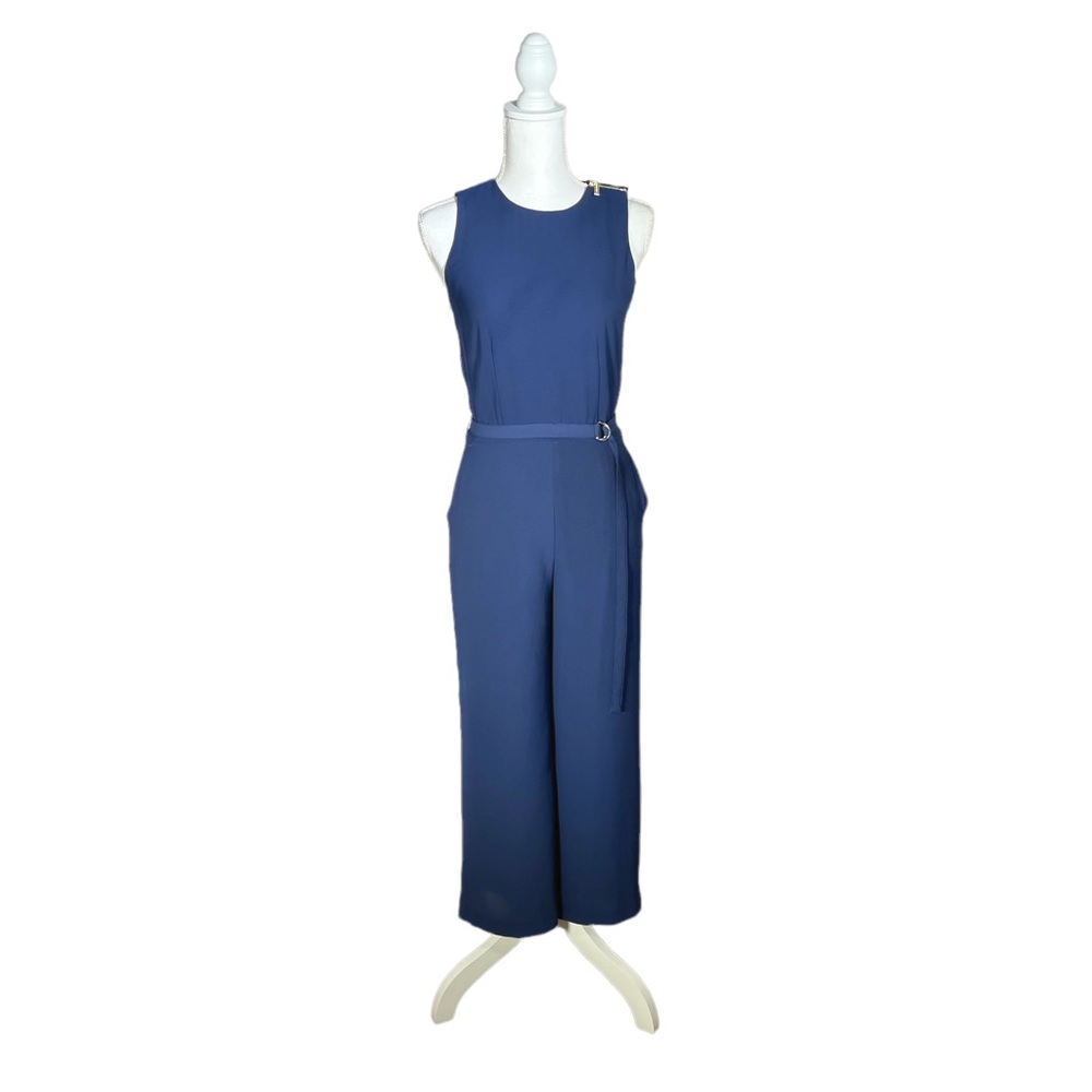 Michael Kors Navy Belted Jumpsuit